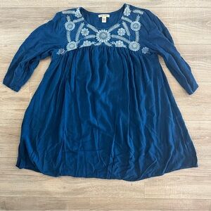 Studio West Blue embroidered Long Sleeve Sundress